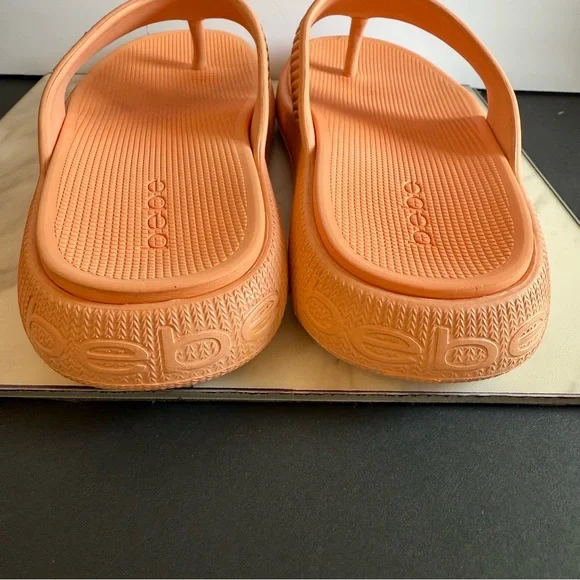Bebe Vibrant Orange Rubbery Flip Flops - Picture 5 of 6